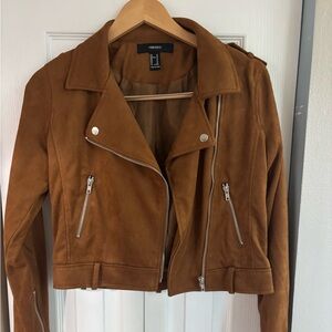 Carmel Color Faux Suede Motorcycle Jacket